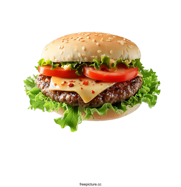 [Transparent Background PNG]Delicious hamburger on white background