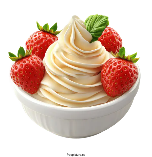 [Transparent Background PNG]Delicious Strawberry Yogurt Parfait in Bowl