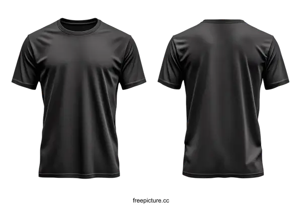 [Transparent Background PNG]Blank Black T-Shirt Mockup Front and Back