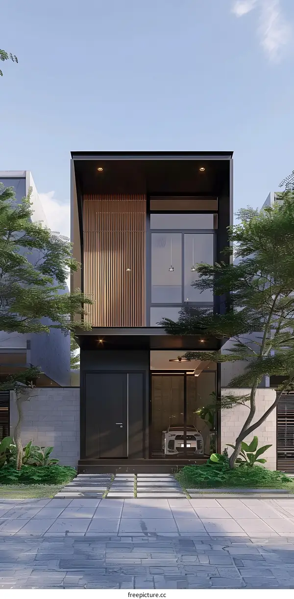 Modern Minimalist House Design with Wooden Accents