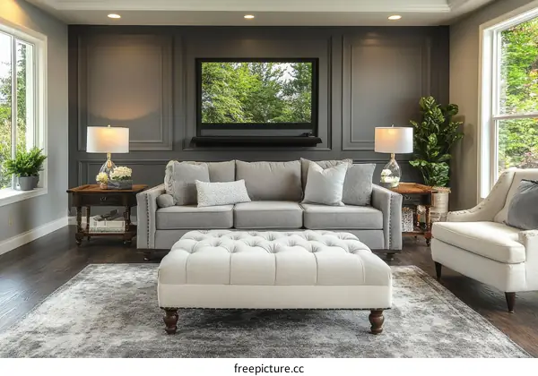 Modern Gray Living Room with Comfortable Furniture