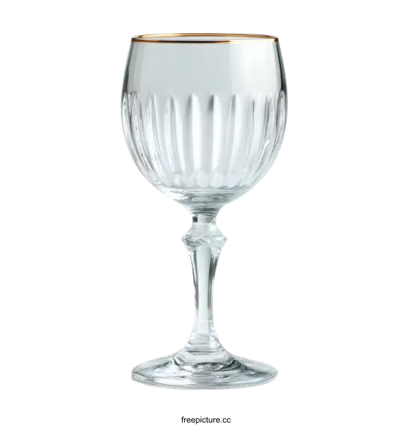 [Transparent Background PNG]Elegant Gold-Rimmed Wine Glass