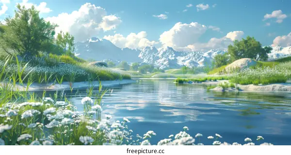 Mountain River Valley Landscape