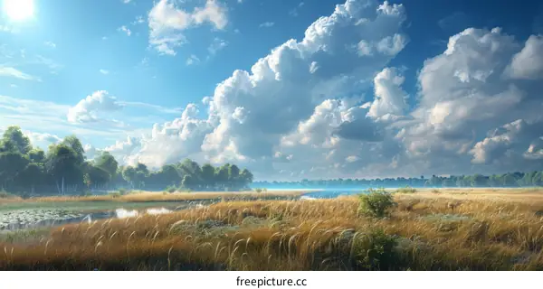 Golden Prairie and Blue Sky