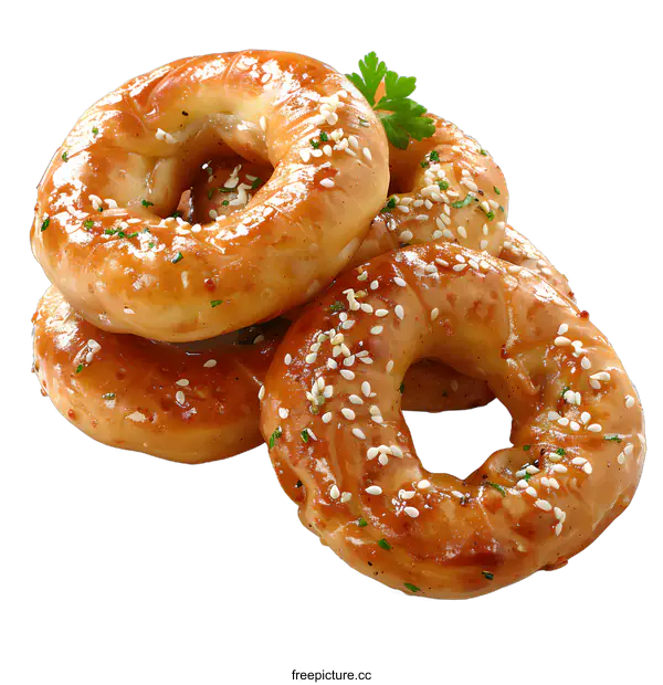 [Transparent Background PNG]Freshly Baked Sesame Seed Bagels