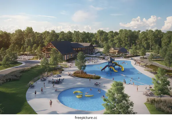 Summer Resort with Pool and Water Slides