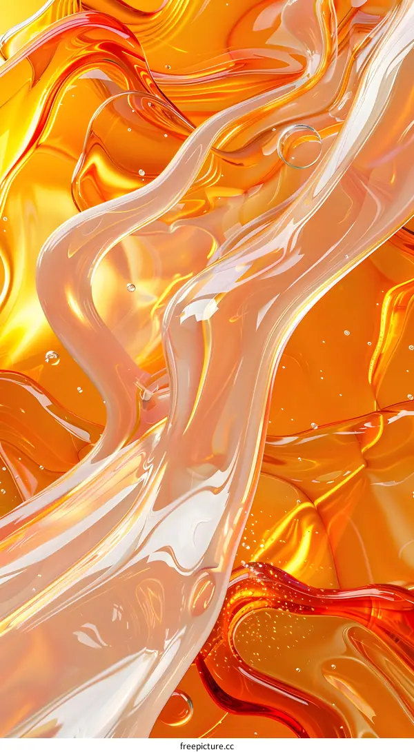 Abstract Orange and White Liquid Background