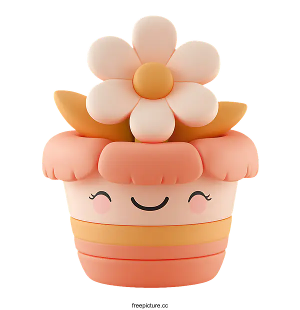[Transparent Background PNG]Cute Cartoon Flower Pot Illustration
