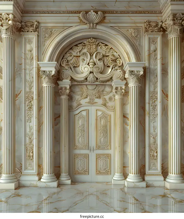 Ornate Marble Doorway with Relief Carving