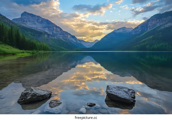 Mountain Lake Reflection in Canada