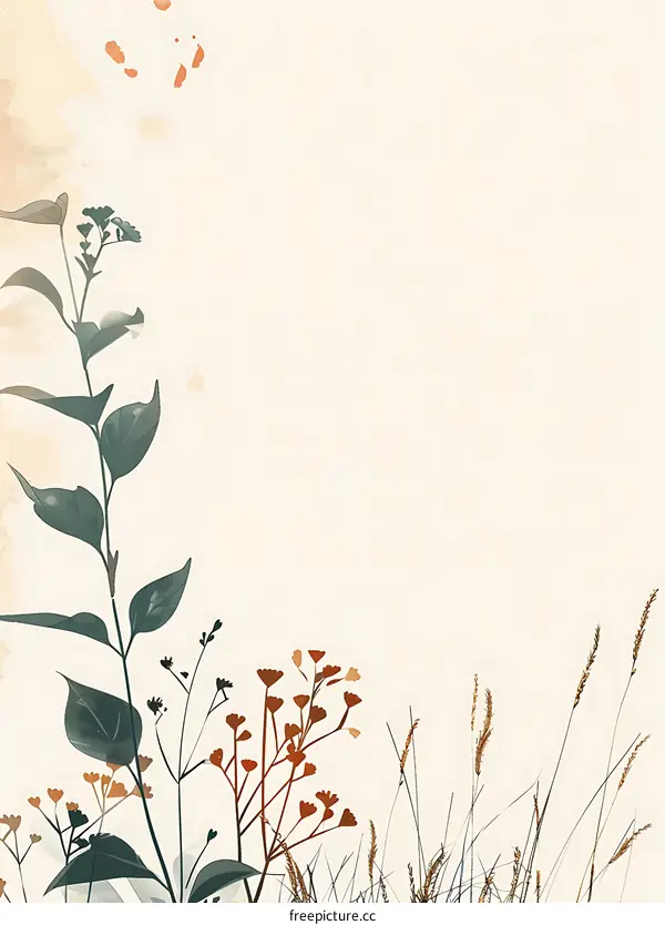 Minimalist Watercolor Floral Border