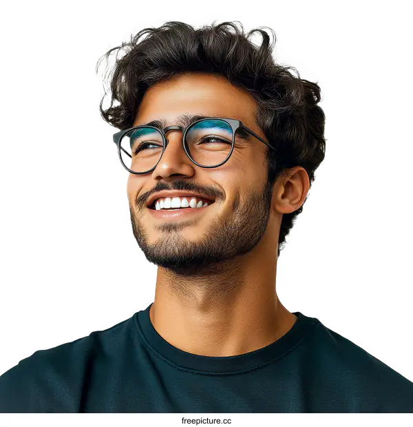 [Transparent Background PNG]Smiling Man in Glasses Portrait