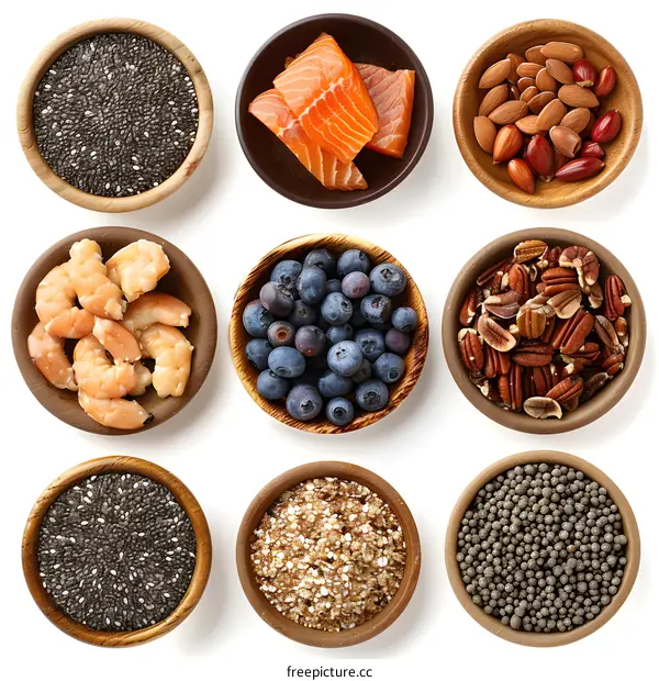 Healthy Food Ingredients In Bowls