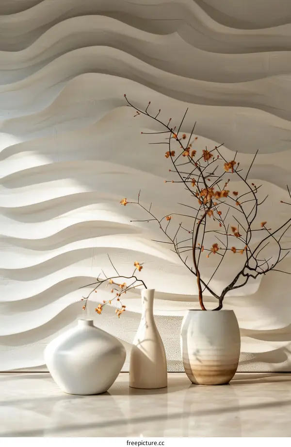 Elegant Minimalist Vase Arrangement on a Stylish Wall