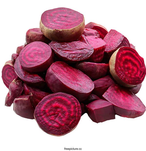 [Transparent Background PNG]Sliced Beetroot Pile on White Background