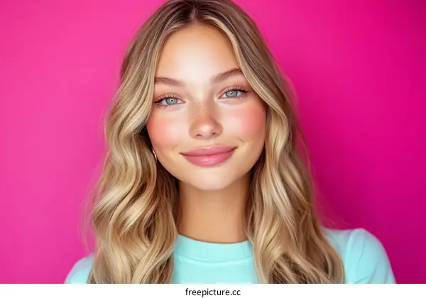 Closeup Portrait of a Caucasian Woman with Blonde Hair