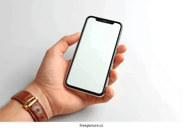 Hand Holding a Smartphone with Blank Screen