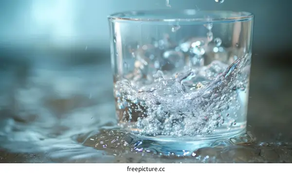 Water Splashing into Glass