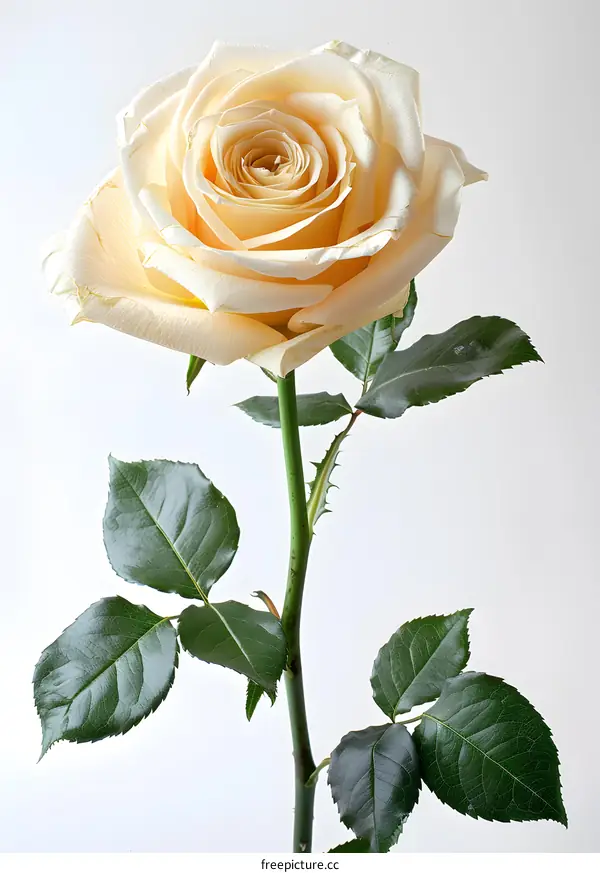 Single long stem light yellow rose