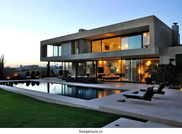 Modern House with Swimming Pool and Patio