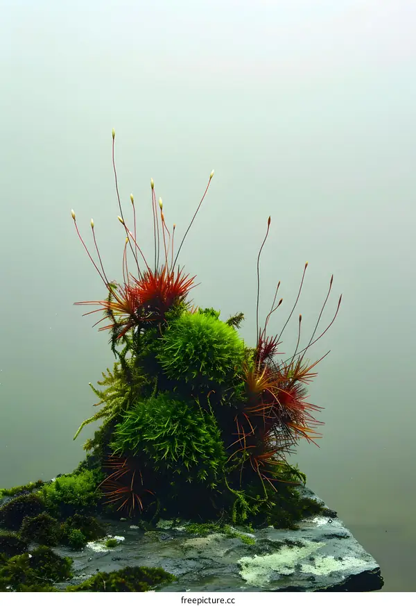 Moss Close Up With Fog Background