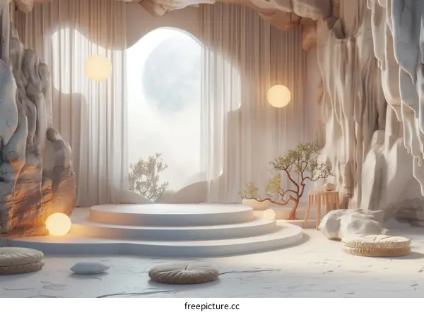 Minimalist Modern Cave-like Interior Scene