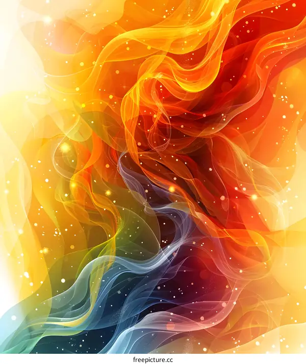 Abstract Colorful Background With Wavy Lines And Lights