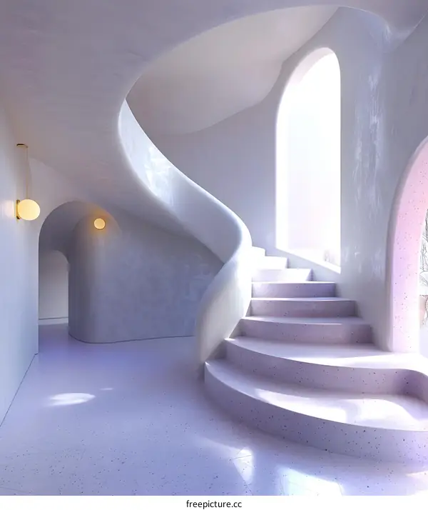 Modern minimalist spiral staircase