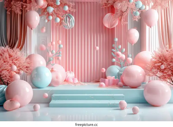 Pastel Pink and Light Blue Balloons Party Background