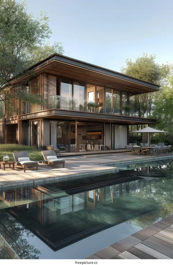 Modern luxury house with pool and terrace