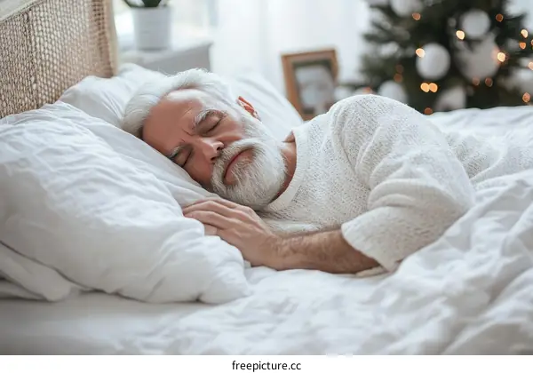 Senior Man Sleeping peacefully in Bed
