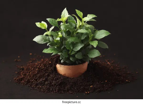 Potted Plant on Dark Background