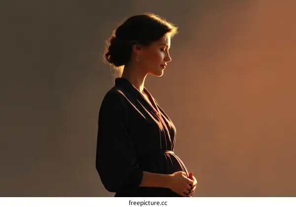Pregnant Woman in Profile Silhouette