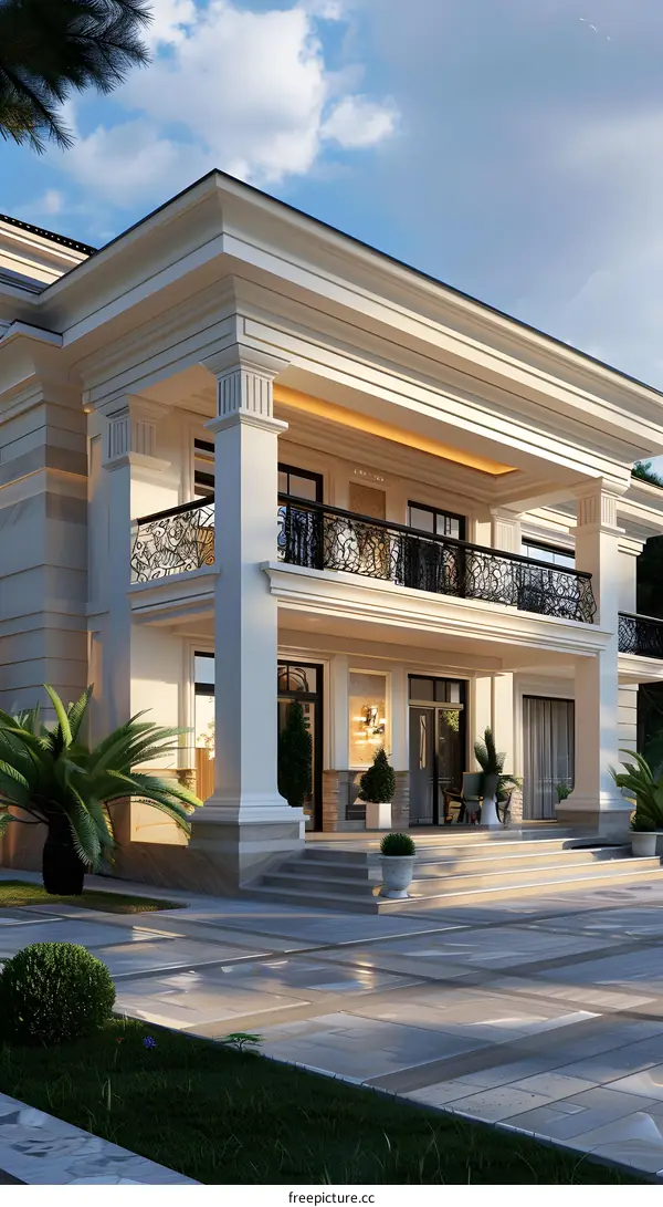 A beautiful house with a balcony and a garden