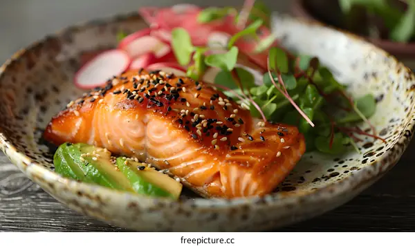 Grilled Salmon with Avocado and Radish Salad