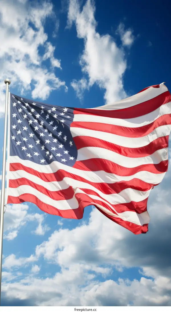 American flag waving in the wind