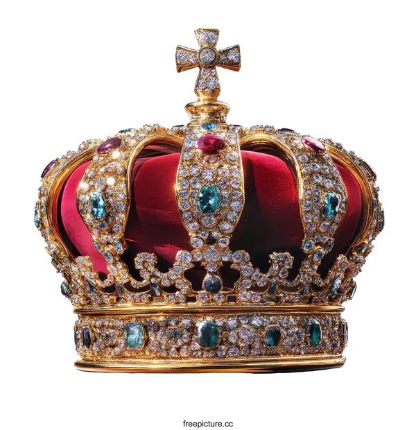 [Transparent Background PNG]Ornate Royal Crown with Precious Gems