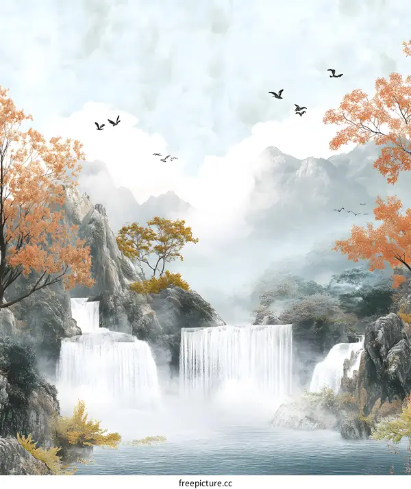 Waterfall in the Misty Mountains