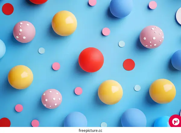 Abstract Colorful Balls on Blue Background