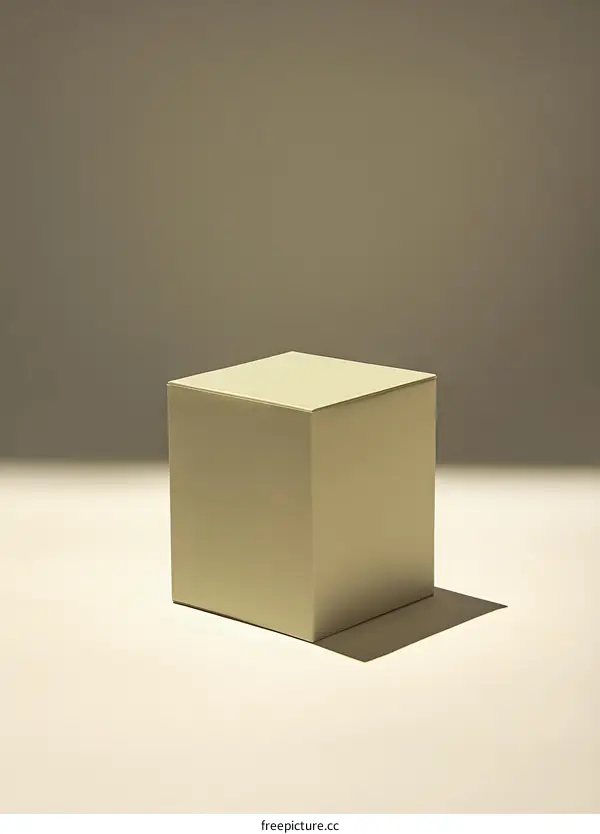 Minimalist Cube Shape on White Background