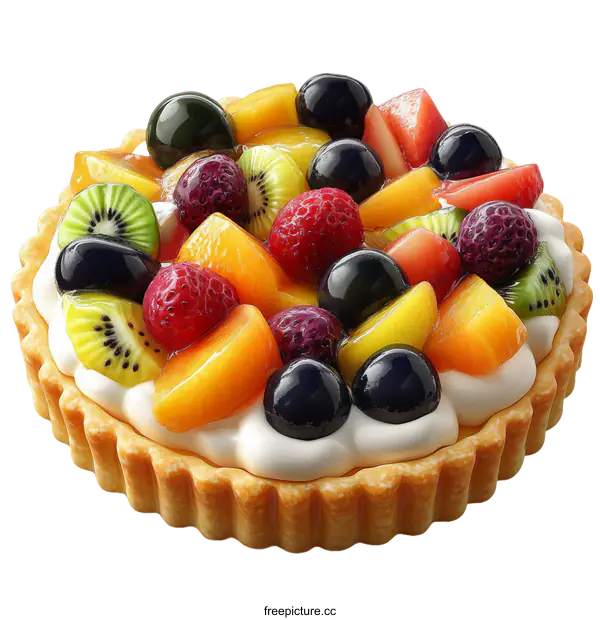 [Transparent Background PNG]Delicious Fruit Tart with Whipped Cream