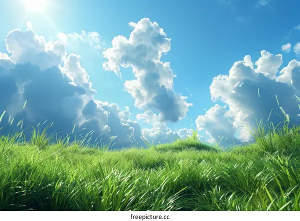 Expansive Grassland and Azure Sky