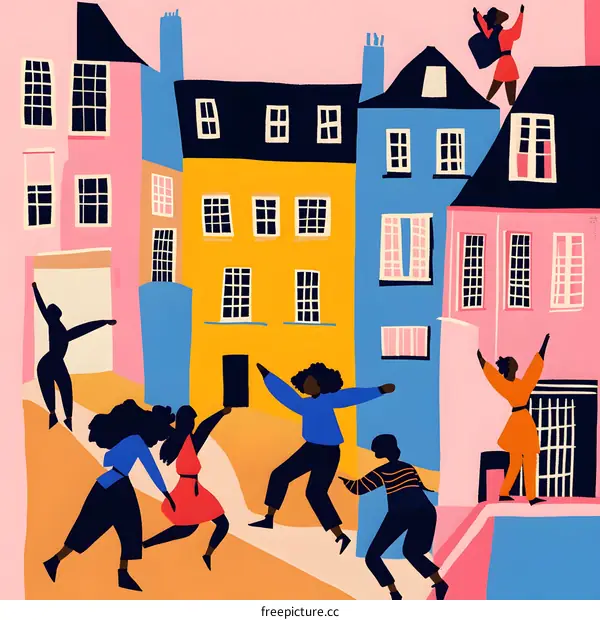 Happy Black Women Dancing in the Street