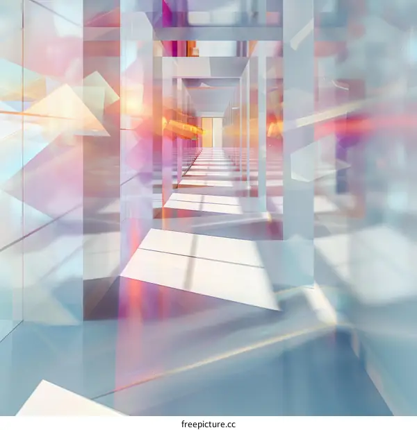 Futuristic Glass Corridor Abstract Rendering