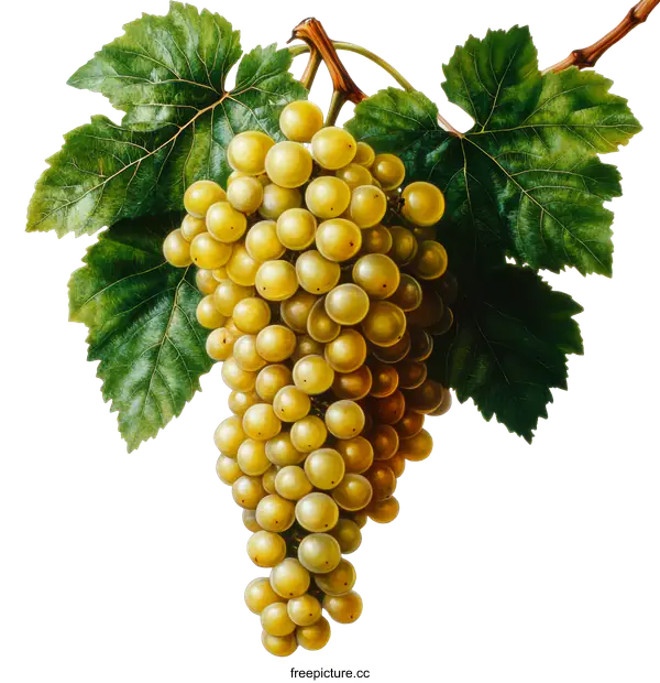 [Transparent Background PNG]Close-up of a bunch of ripe white grapes