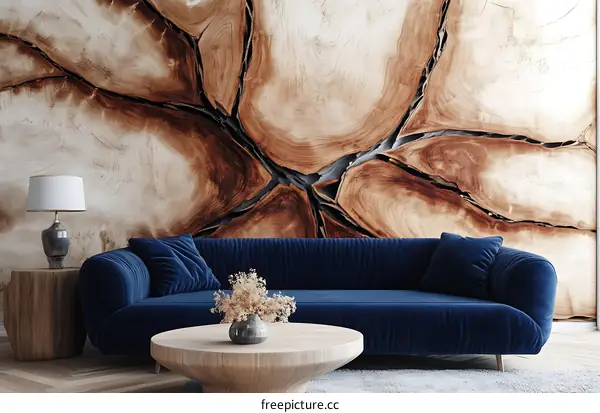 Modern Living Room with Unique Wood Wall Art