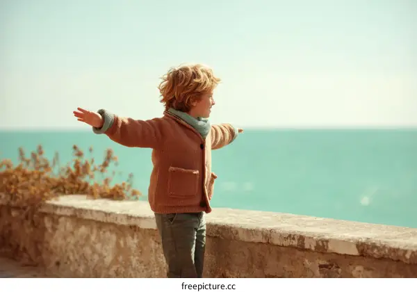 Child Standing on the Oceanfront