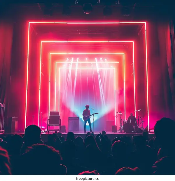 Rock Concert Crowd Watching Musician Perform on Stage