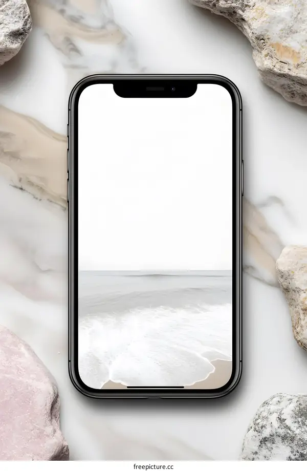 Minimalist Smartphone Mockup With Ocean View