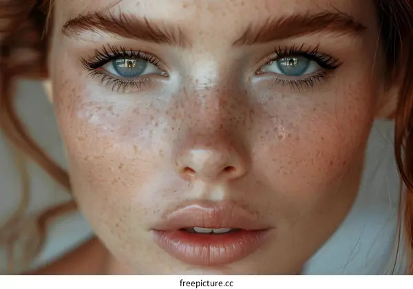 Close Up Portrait of Woman with Freckles